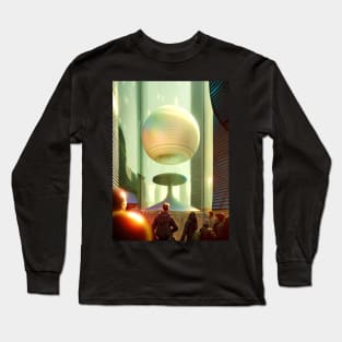 Floating Dome In Futuristic City Long Sleeve T-Shirt